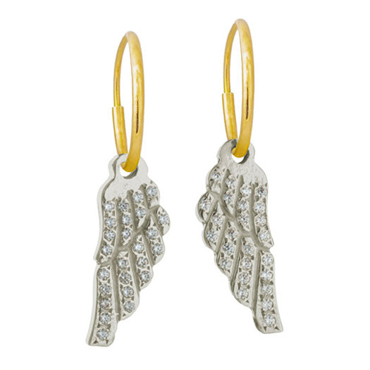 Small Pavé Icarus Wing • Endless Hoop Charm Earring