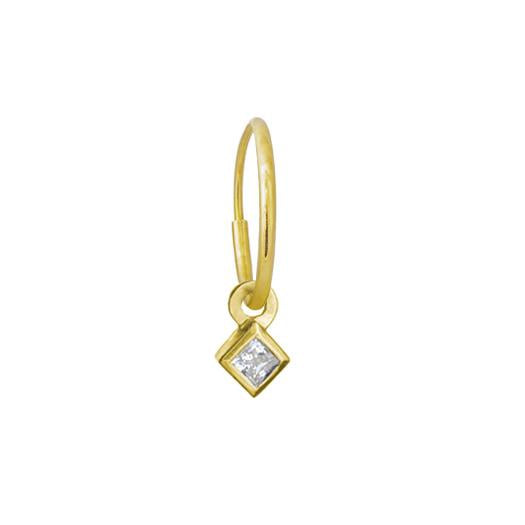 Gold 2.5 MM Diamond Bezel Drop • Endless Hoop Charm Earring-Brevard