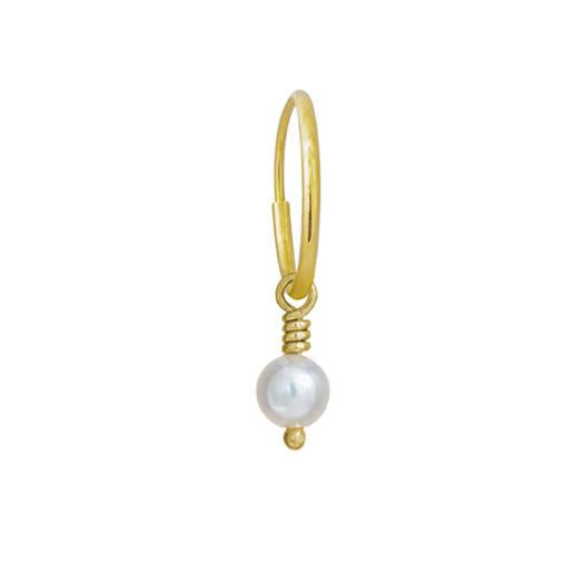 4 - 4.5 mm White Pearl Drop • Endless Hoop Charm Earring-Brevard