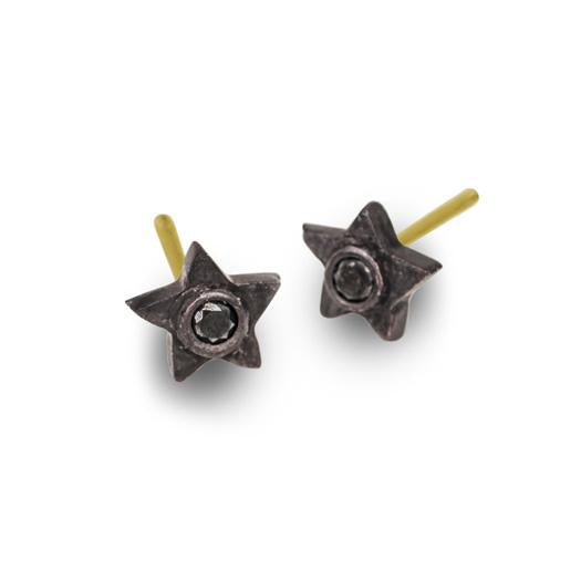 Black Diamond Tiny Center Star Stud Earring-Brevard