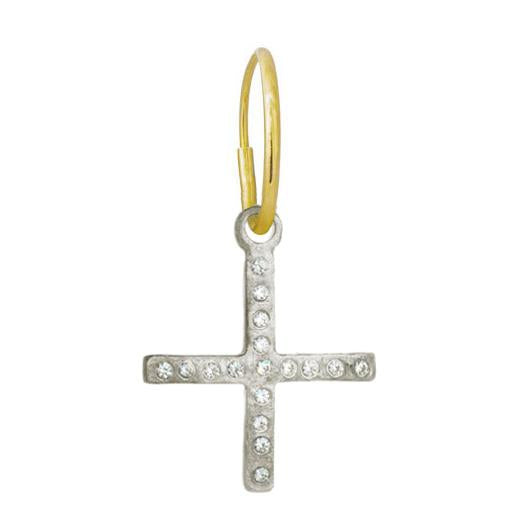 Compass Cross with Stones • Endless Hoop Charm Earring-Brevard