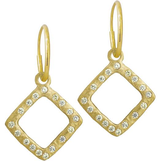 Gold Diamond Compass with Stones • Endless Hoop Charm Earring-Brevard