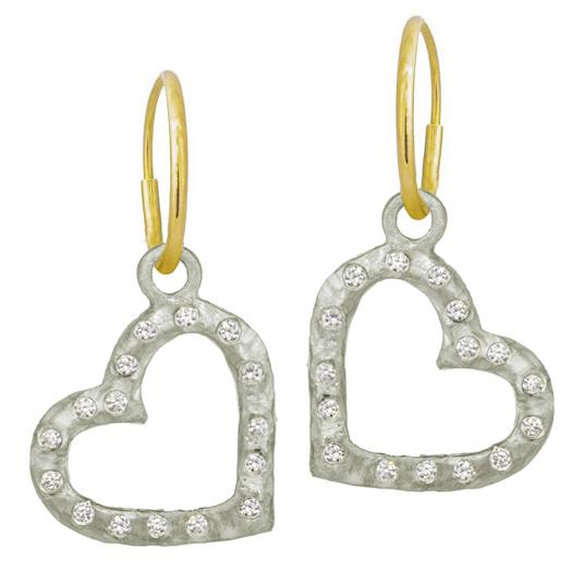 Compass Heart with Stones • Endless Hoop Charm Earring-Brevard