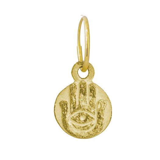 Gold Hamsa Coin • Endless Hoop Charm Earring-Brevard
