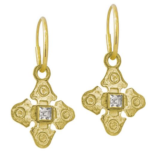 Gold Justine with Stone • Endless Hoop Charm Earring-Brevard