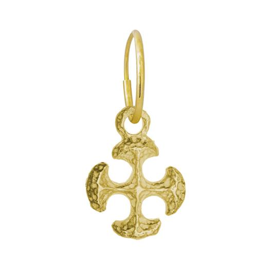 Gold Lotus Cross • Endless Hoop Charm Earring-Brevard