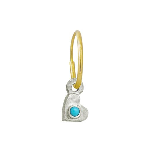 Tiny Center Heart with Turquoise • Endless Hoop Charm Earring-Brevard