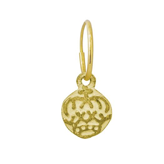 Gold Tiny Reina Coin • Endless Hoop Charm Earring-Brevard