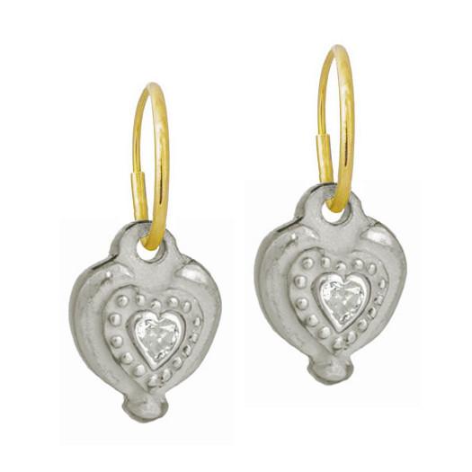 Empire Heart with Stone • Endless Hoop Charm Earring-Brevard