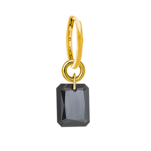 Black Drilled Stone • Huggie Hoop Charm Earring
