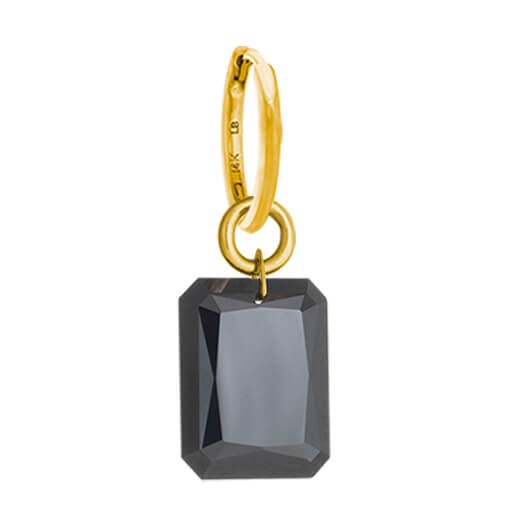 Black Jumbo Drilled Stone • Huggie Hoop Charm Earring
