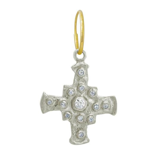 Medium E.T. Cross Earring with Stones-Brevard