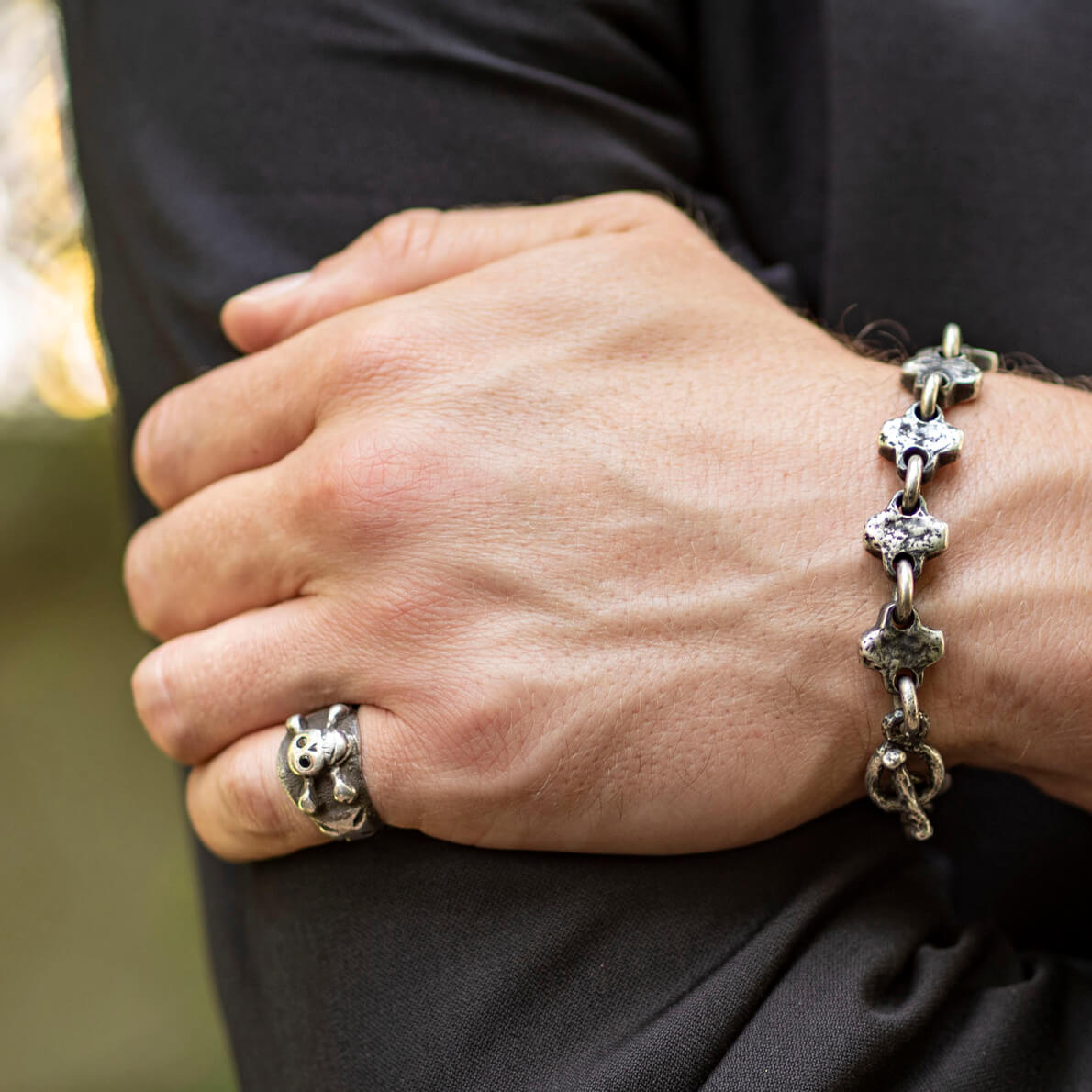 Black Diamond Pirate Ring • Antiqued Silver-Brevard