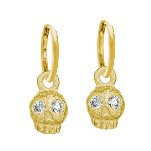 Gold Jumbo Rodger with Stones • Huggie Hoop Charm Earring