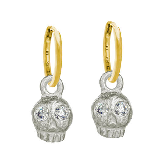 Jumbo Rodger with Stones • Huggie Hoop Charm Earring