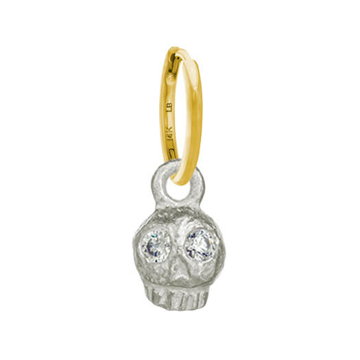 Jumbo Rodger with Stones • Huggie Hoop Charm Earring