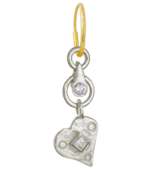 Justine Heart Drop with Stone • Endless Hoop Charm Earring