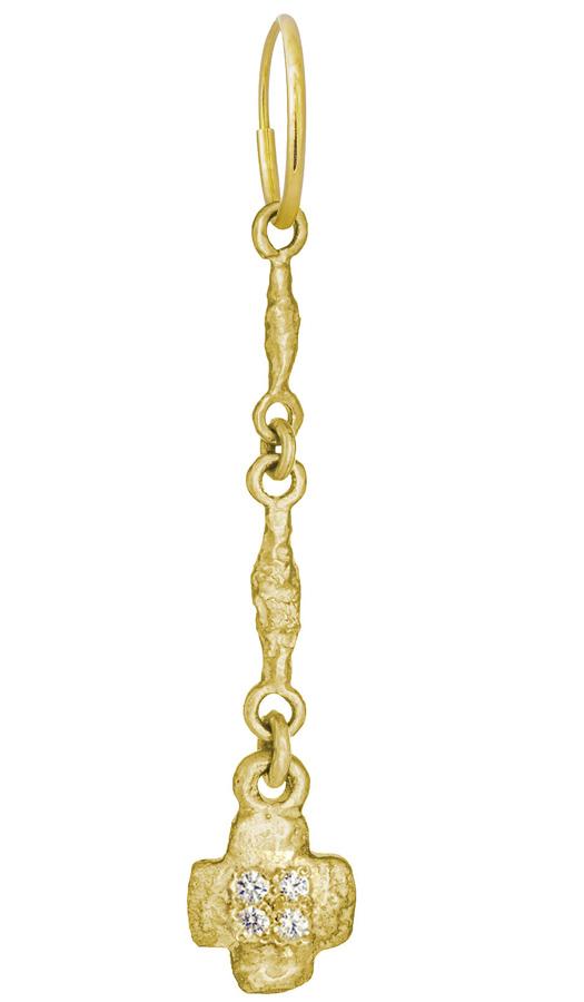 Gold Linked Old Money Cruz with Stones • Endless Hoop Charm Earring-Brevard