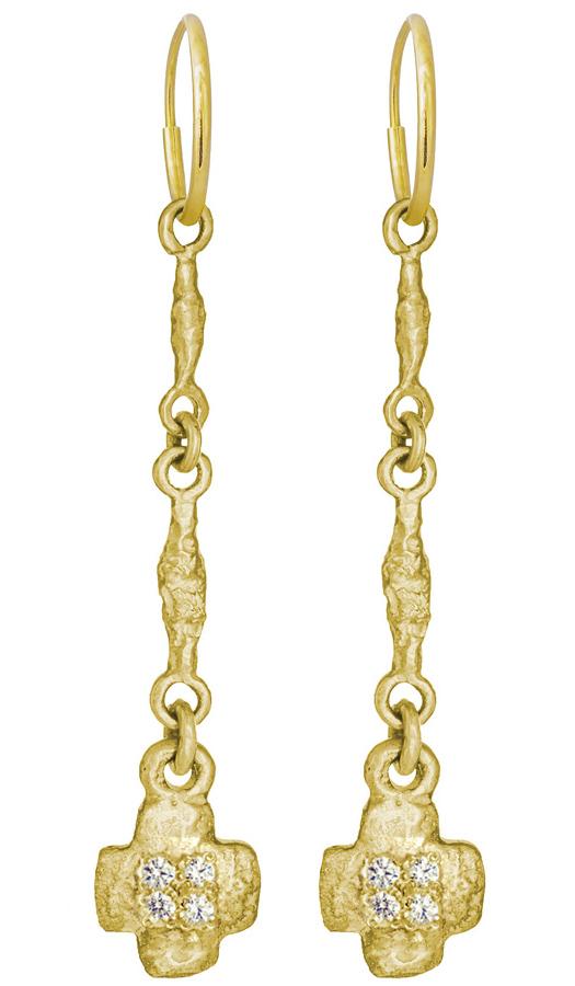 Gold Linked Old Money Cruz with Stones • Endless Hoop Charm Earring-Brevard