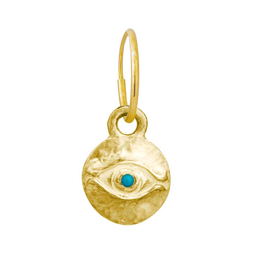Gold Medium Horus with Stone • Endless Hoop Charm Earring