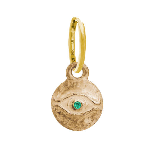 Rose Gold Medium Horus with Stone • Huggie Hoop Charm Earring