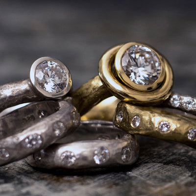Lee Brevard Sterling Silver & Gold Diamond Rings from the Old Money Collection