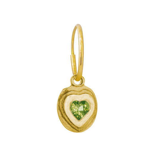 Gold Orchid Heart with Stone • Endless Hoop Charm Earring