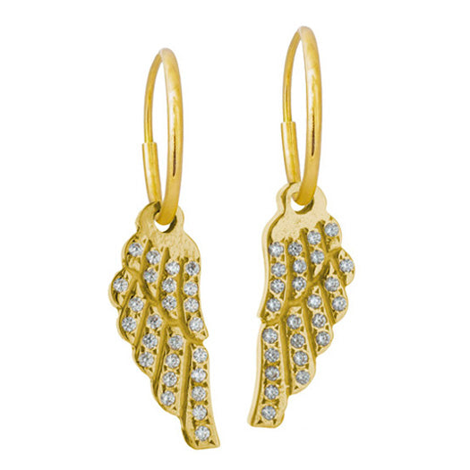 Gold Small Pavé Icarus Wing • Endless Hoop Charm Earring
