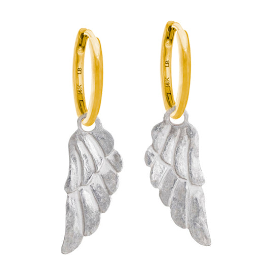 Small Icarus Wing • Huggie Hoop Charm Earring