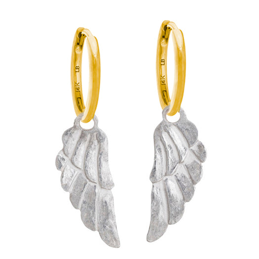 Small Icarus Wing • Huggie Hoop Charm Earring