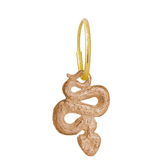 18k Rose Gold Small Coiled Snake Charm Earring with Yellow Gold Endless Hoop