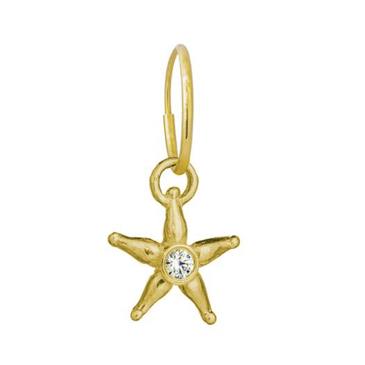 Gold Stella with Stone • Endless Hoop Charm Earring-Brevard