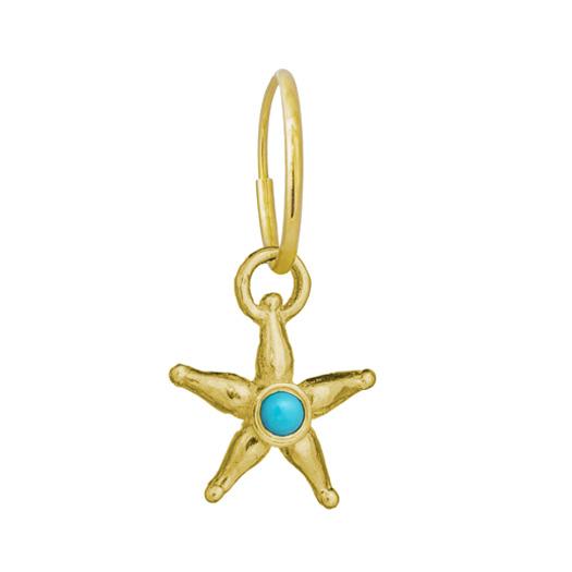Gold Turquoise Stella • Endless Hoop Charm Earring-Brevard