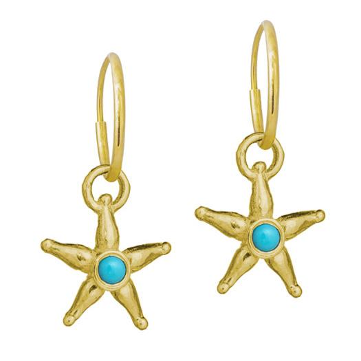 Gold Turquoise Stella • Endless Hoop Charm Earring-Brevard