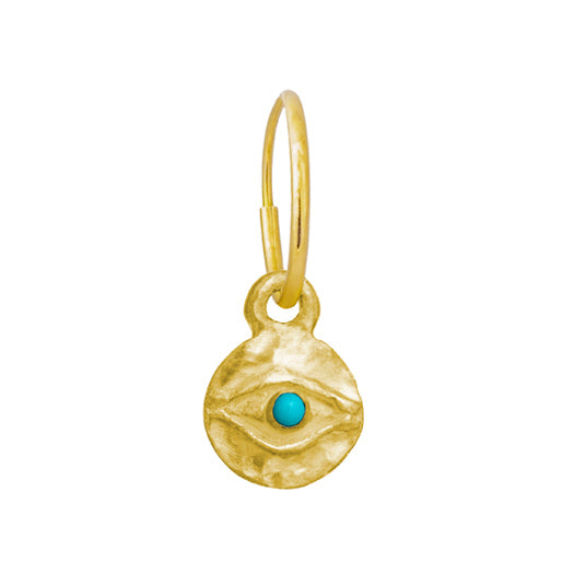 Gold Tiny Horus with Center Stone • Endless Hoop Charm Earring