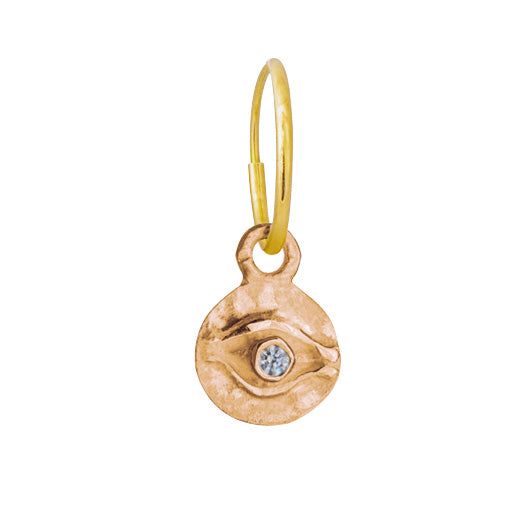 Rose Gold Tiny Horus with Stone • Endless Hoop Charm Earring
