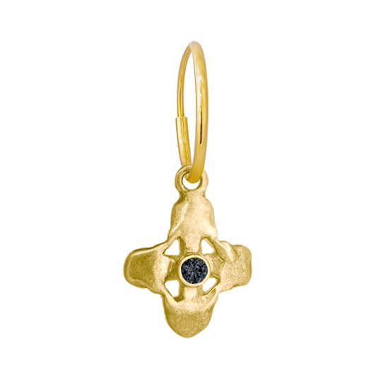 Gold Tiny Signature Cross with Stone • Endless Hoop Charm Earring