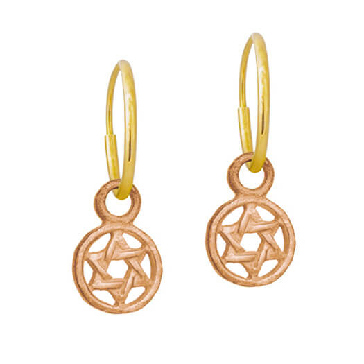 Rose Gold Tiny Star of David • Endless Hoop Charm Earring