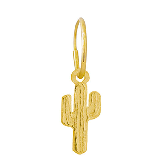 Gold Tiny Cactus • Endless Hoop Charm Earring