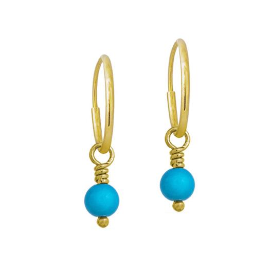 4 - 4.5 mm Turquoise Drop • Endless Hoop Charm Earring-Brevard