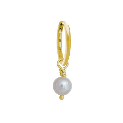 5 - 5.5 mm White Pearl Drop • Huggie Hoop Charm Earring