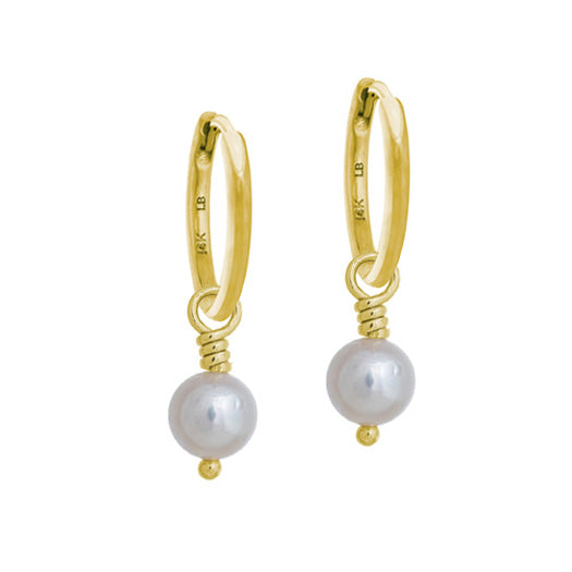 5 - 5.5 mm White Pearl Drop • Huggie Hoop Charm Earring