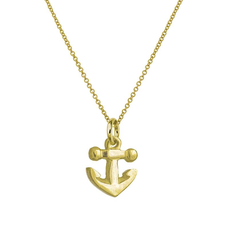 Gold Anchor Charm Necklace-Brevard