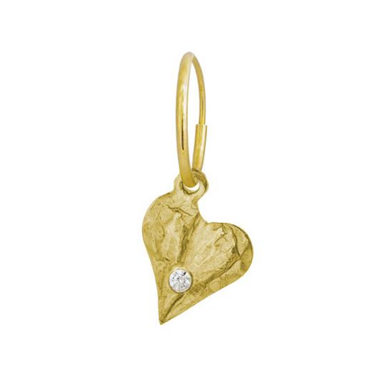 Gold Apollo Heart with Stone • Endless Hoop Charm Earring-Brevard