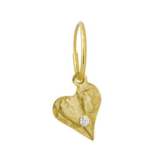 Gold Apollo Heart with Stone • Endless Hoop Charm Earring-Brevard