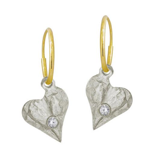 Apollo Heart with Stone • Endless Hoop Charm Earring-Brevard