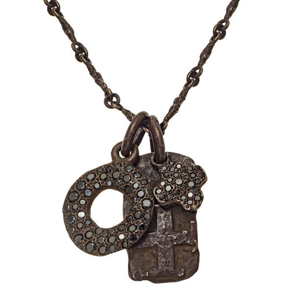 Black Diamond Pavé Layered Old Money Dog Tags Necklace-Brevard