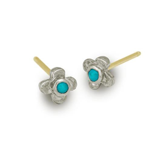 Turquoise Tiny Center Cross Stud Earring-Brevard
