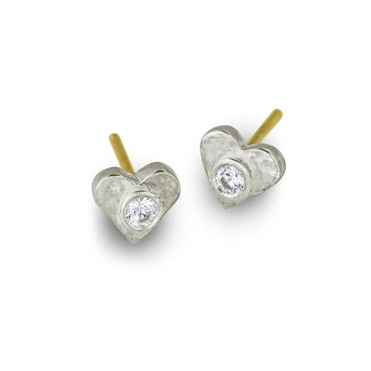 Tiny Center Heart Stud Earring with Stone-Brevard