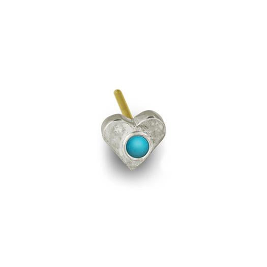 Turquoise Tiny Center Heart Stud Earring-Brevard